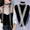 Trendy European And American Women's Accessories - Rhinestone Mesh Long Bib Scarf For Fashion-forward Layering And Streetwear Style"