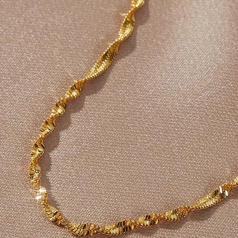 Luxury Stainless Steel Twisted Adjustable Bracelet for Women Girls Minimalist Metal Fried Dough Twists Water Wave Chain Jewelry