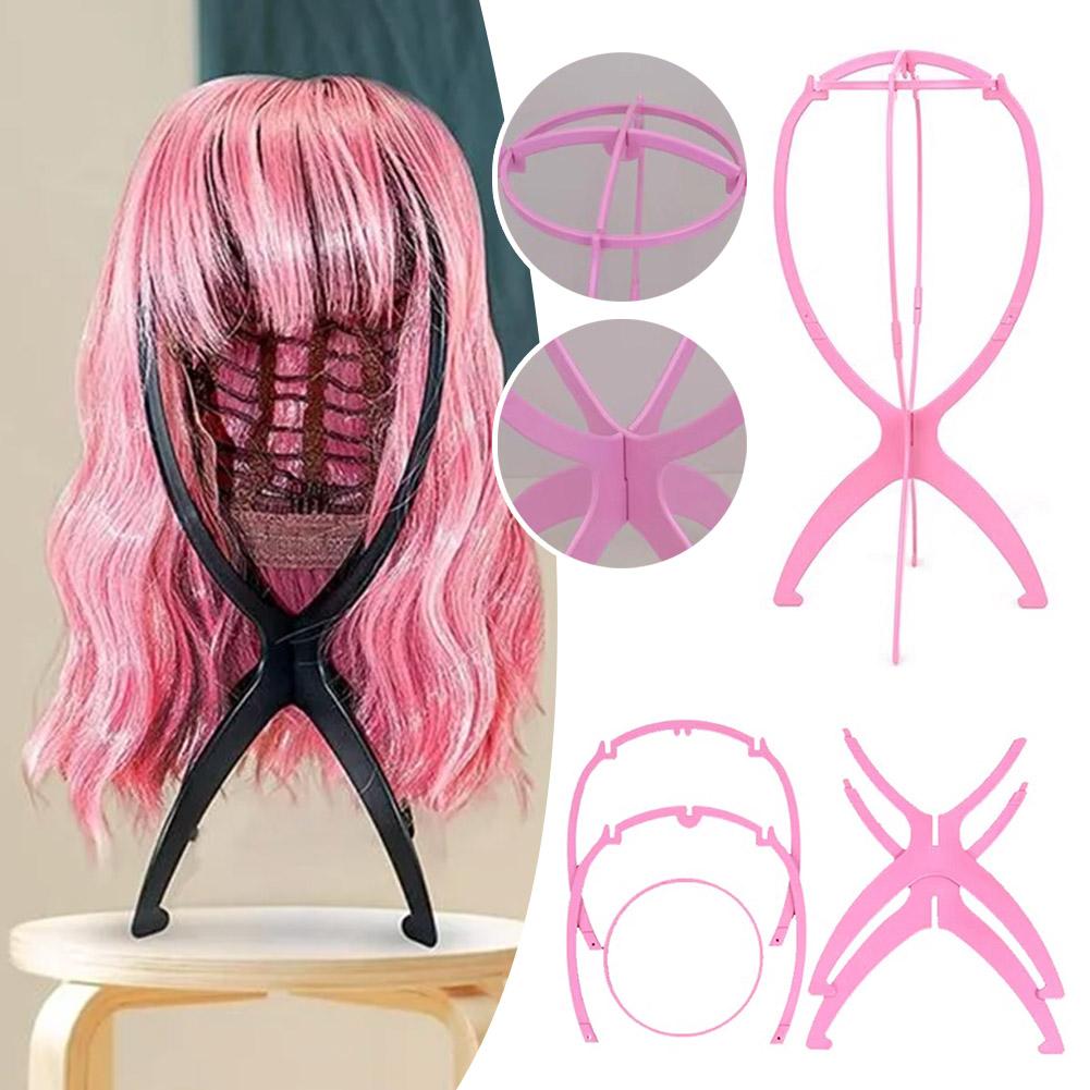 Folding Wig Stand Plastic Portable Hat Display Stand Adjustable Durable Barbershop Fashion Model Holder Home Salon Use