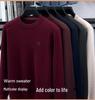 Men's 2025 Pullover Hoodie: Thickened Velvet, Solid Color, Round Neck Knitwear for Middle-Aged and Elderly Men