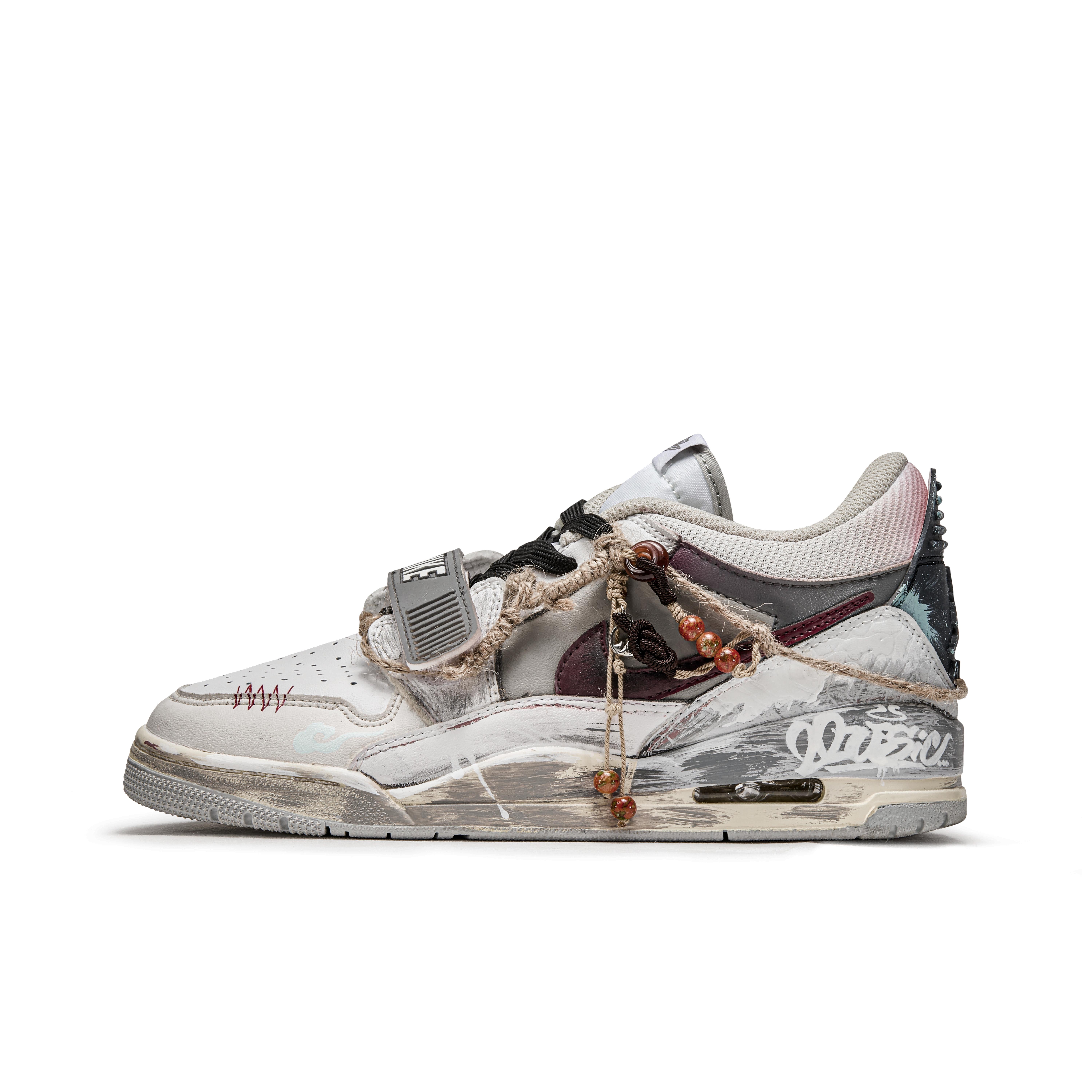 

Jordan Legacy 312 Da Vinci Custom, Spell Of Binding Slip Resistant Low top Vintage Basketball Shoes GS White Gray HJ3483-101(TeamM-) 40
