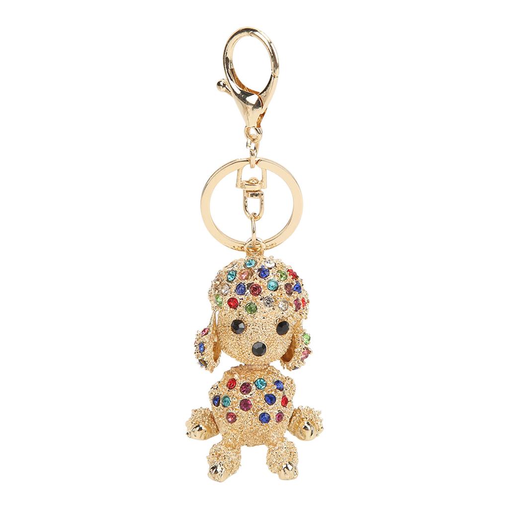 Rhinestone Keychain Unique Puppy Shape Design Rhinestone Keychain Charm Ornament for Bag Car