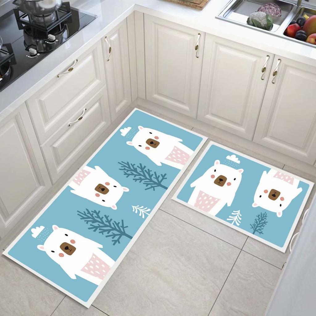 Cartoon Kitchen Floor Mat, Water-Absorbing And Oil-Absorbing Diatom Mud Floor Mat, Wear-Resistant And Dirt-Resistant L-Shaped Floor Mat, Anti-Skid Ma