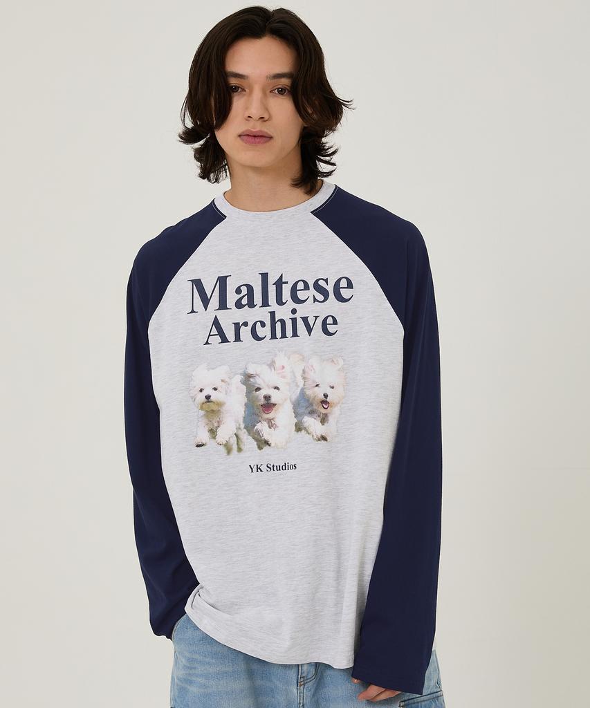 WAIKEI Maltese Archive Raglan Long Sleeve T-Shirt Ivory