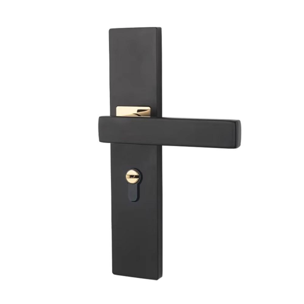 Durable Silent Bearing Door Handle Lock Metal Black Main Door Lock with Keys Anti-theft Bedroom Door Lock Set Home Hardware
