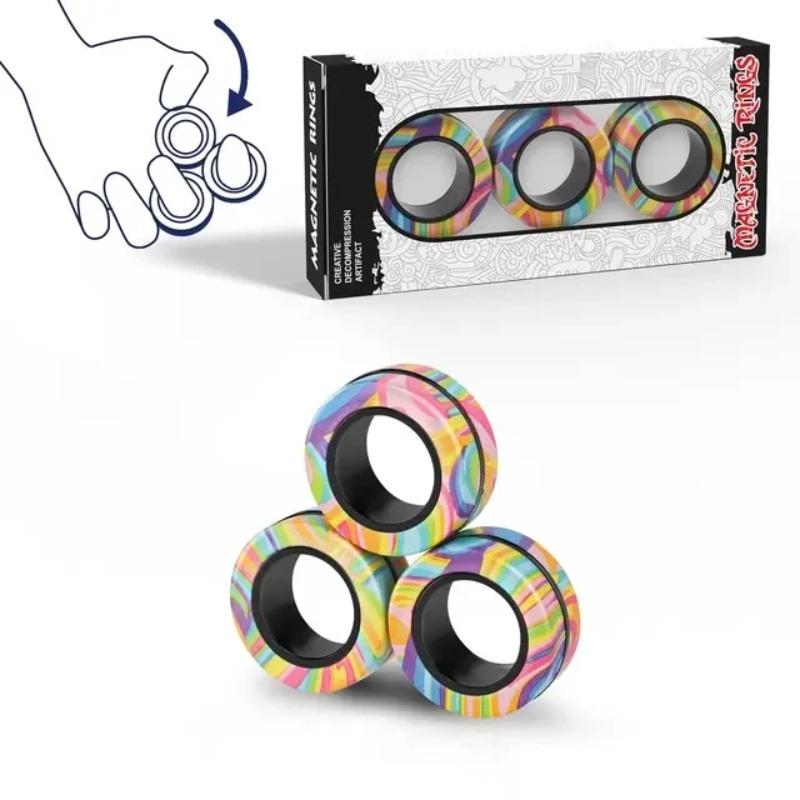 Magnetické Kroužky Fidget Hračka Sada Magnetů pro Dospělé Fidget Magnety Kroužky Spinner Fidget Balení Skvělý Dárek pro Dospělé Teenagery Děti (3KS)