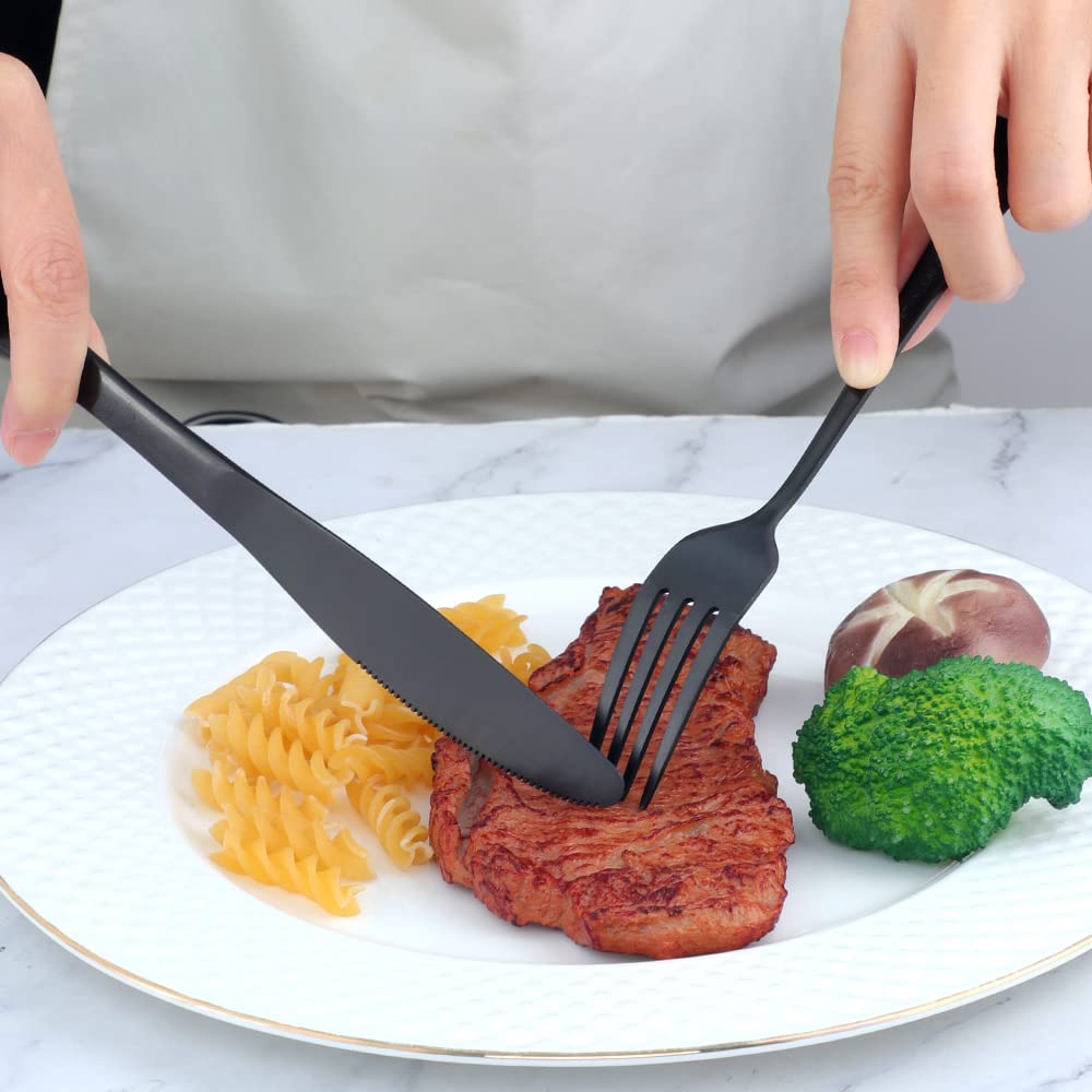 BISDARUN Dinner Cutlery 10 for 2 stainless matte satin suitable 4 colors to choose black Set, pieces, people, 18-0 steel, finish, size, easy-to-use