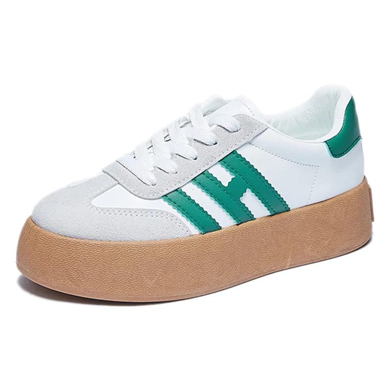 

Женские туфли на платформе, роскошные повседневные теннисные кроссовки из искусственной кожи для женщин, удобные дизайнерские брендовые вулканизированные туфли 40 зелёный