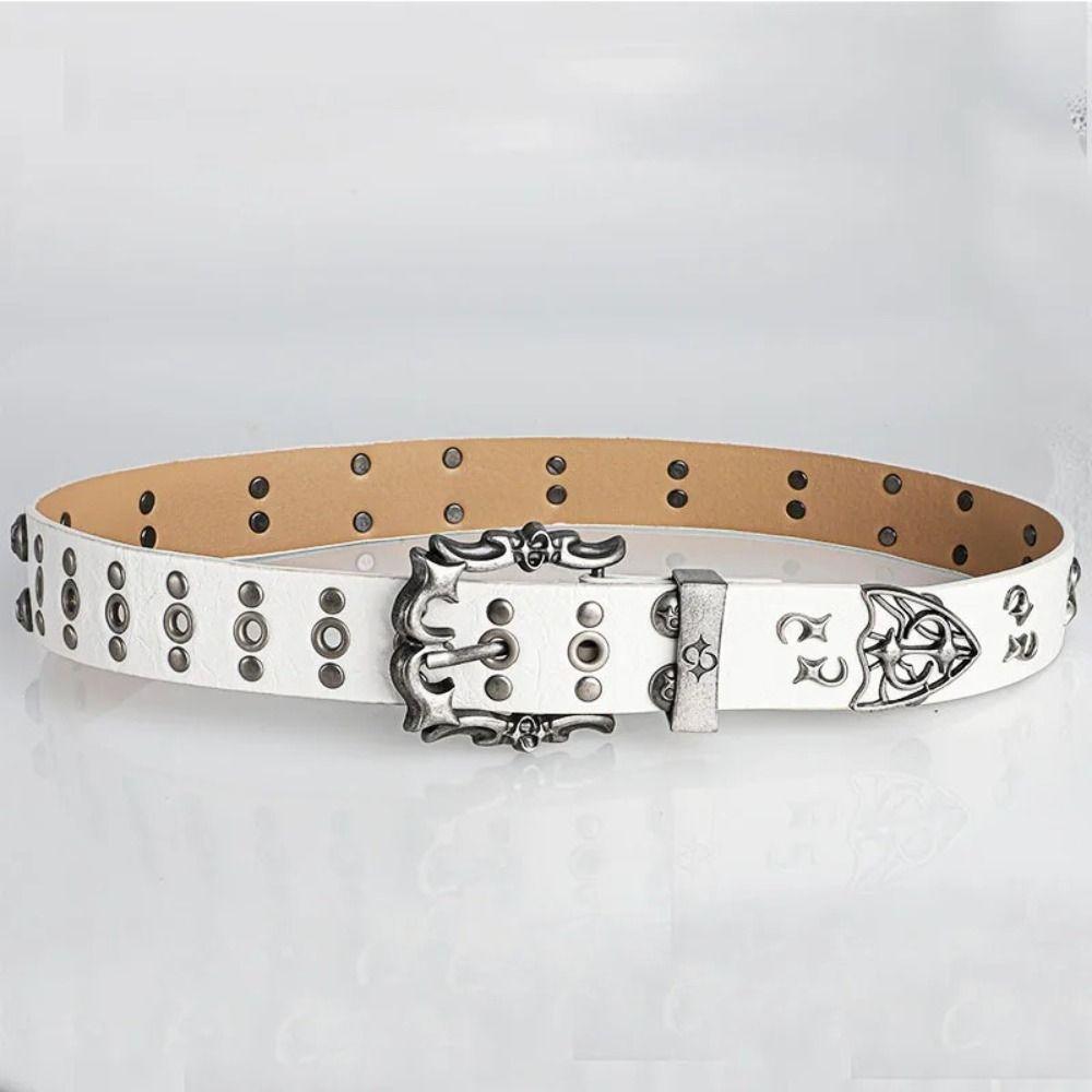 PU Leather Y2K Belt Spicy Girl Men Belt Trend Rivet Belt Jeans Accessories