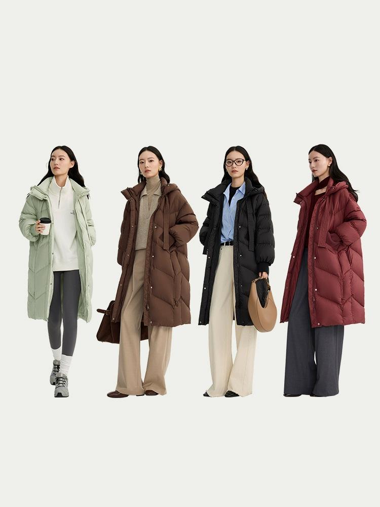 Women's Over-the-Knee Hooded Quilted Down Jacket – Thick, Loose, Versatile, Mid-Length Fashion Coat