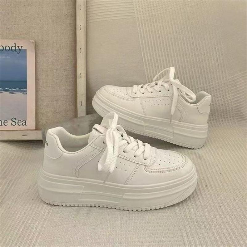 New Women's Platform Sneakers - Chunky Sole Lace Up Casual White Shoes Spring Fashion Flats Breathable Shoes