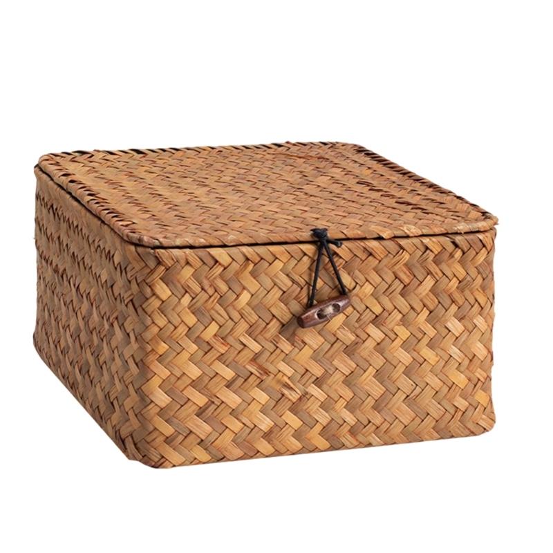 Panier en osier fonctionnel avec couvercle pour organiser les jouets, les vêtements et les articles ménagers Fabriqué à partir de matériaux durables et respirants