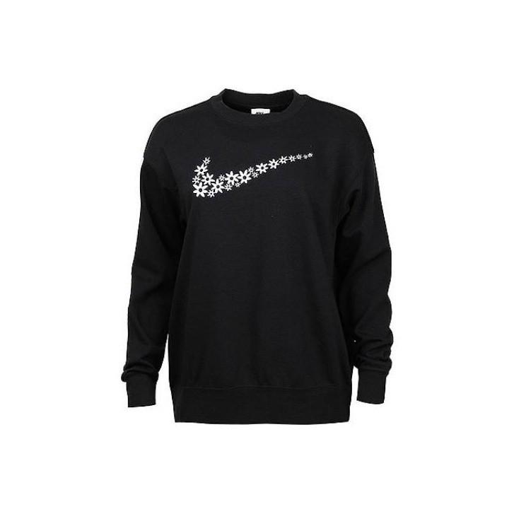 Nike Floral Logo Print Fleece-Lined Thickened Long-Sleeve Sweatshirt for Women M