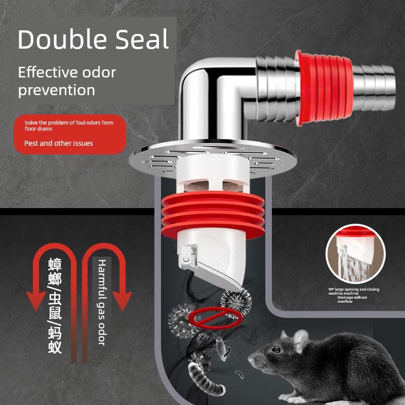Washing Machine Drain Pipe Floor Drain Connector Anti-Overflow Anti-Odor Dual-Purpose Floor Drain Two-In-One Drainage Three-Way Connector