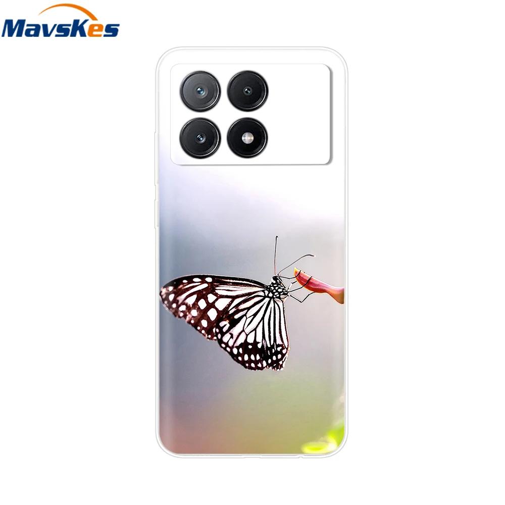 For Xiaomi Poco X6 Pro Case TPU Soft Painted Phone Cases For Xiomi Poco X6 PocoX6 Pro 5G Silicone Cover Flower Fundas Protective