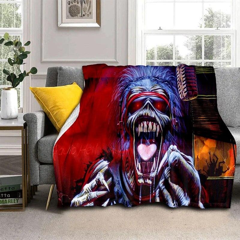 HD I-Iron Maiden Heavy Metal Band 3D Blanket,Soft Throw Blanket for Home Bedroom Bed Sofa Picnic Travel Office Cover Blanket Kid