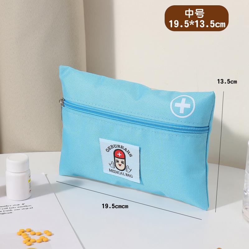 Portable First Aid Storage Bag Oxford Cloth Medicine Organizer Pouch With Zipper Compartments For Home Travel Outdoor Daily Use Small Items