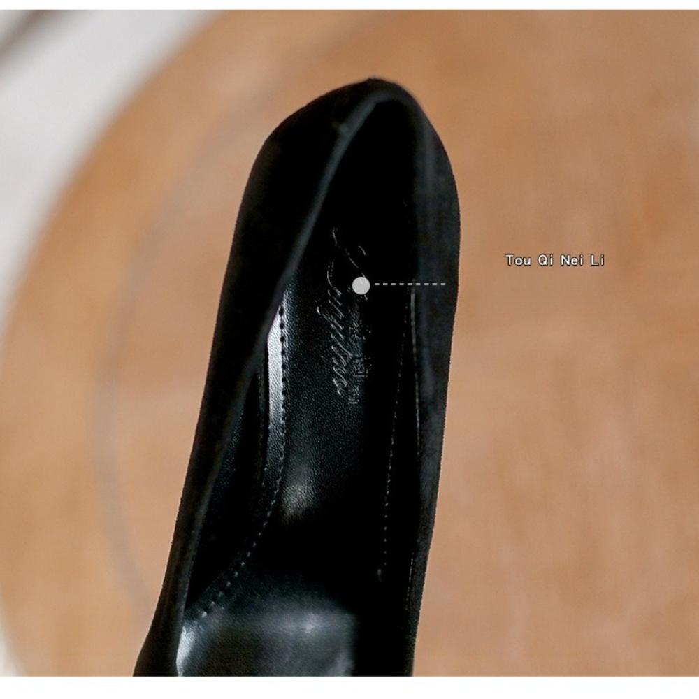 2025 New Spring Autumn Women's French High Heels - Pointed Toe Stiletto Low Heel, Elegant Black Bowknot Single Shoes XCY-6688-5