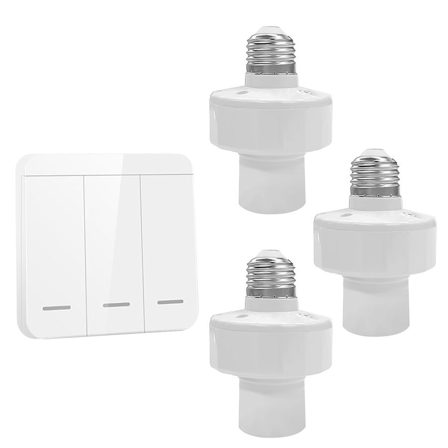 RF 433Mhz Wireless Remote Control Light Lamp Holder 110V 220V E27 Lamp Base Light Switch 1/2/3 Gang Wall Switch for Led Bulb