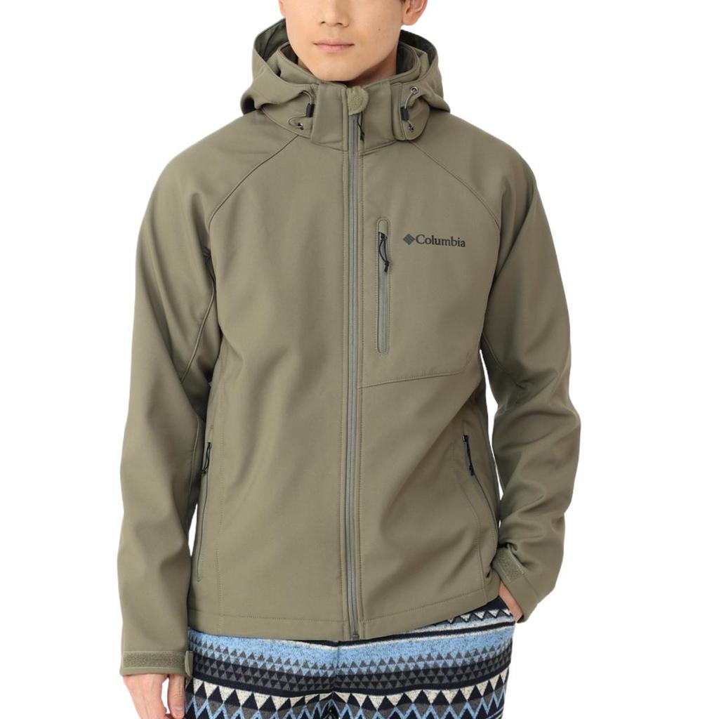 Columbia Hiking Omni-Shield Shoulder Zip Removable Hood Windproof Waterproof Comfortable Simple Softshell Jacket Men jackets Stone-Green WE6885-397