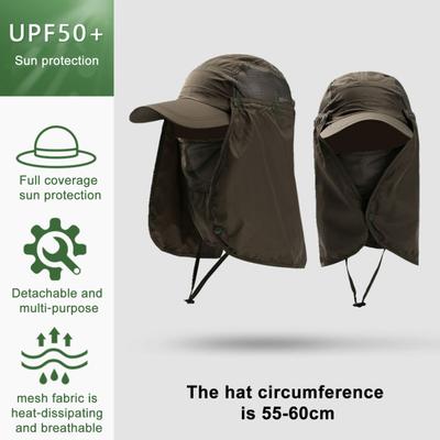 Fishing Hat Sun Protection Wide Brim Breathable Mesh Design Sun Hat with Shawl