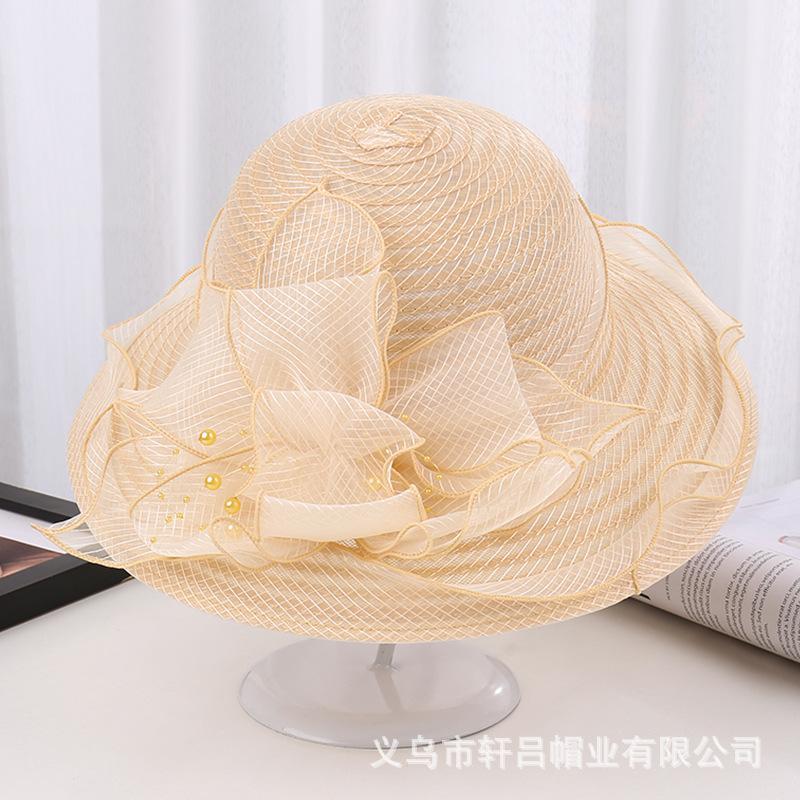 Eugen yarn wavy lace flower eaves women's summer sunscreen bucket hat fashion versatile sun hat outdoor pot hat