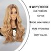 MISS WIG Hellbraune, blonde, lange, gewellte synthetische Perücken mit natürlichem Mittelteil, tägliches Haar für Frauen, Cosplay