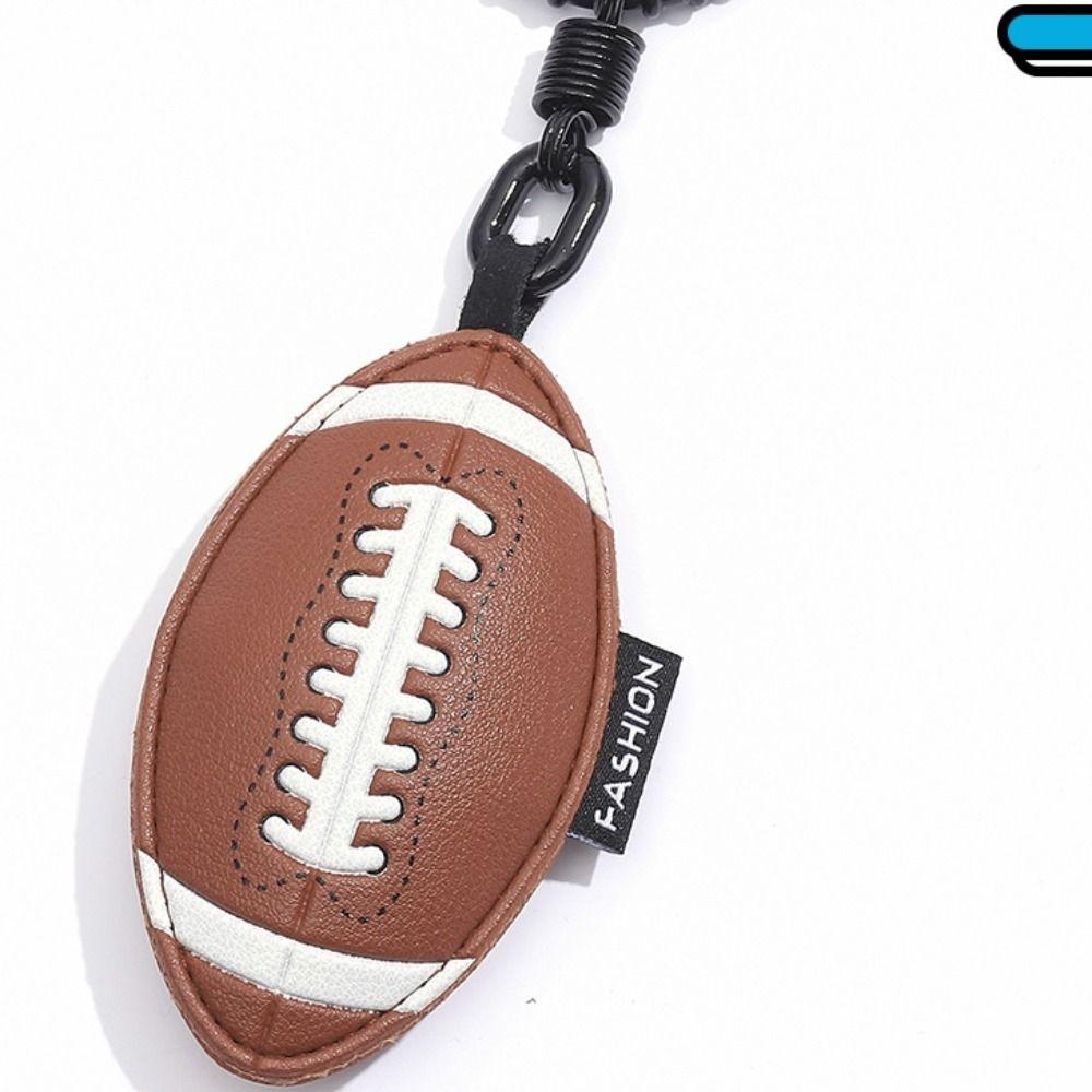 Cartoon 3D Rugby Football Pendant Volleyball Car Key Ring Personality Ball Leather Keychain  Gift