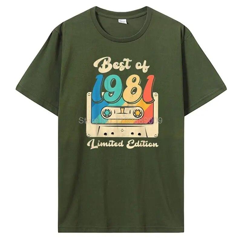 Vintage Tillverkad 1981 Alla Originaldelar Födelsedags-T-shirt Jubileums-T-shirt Oversized Unisex Kläder T-shirts För Unisex Streetwear