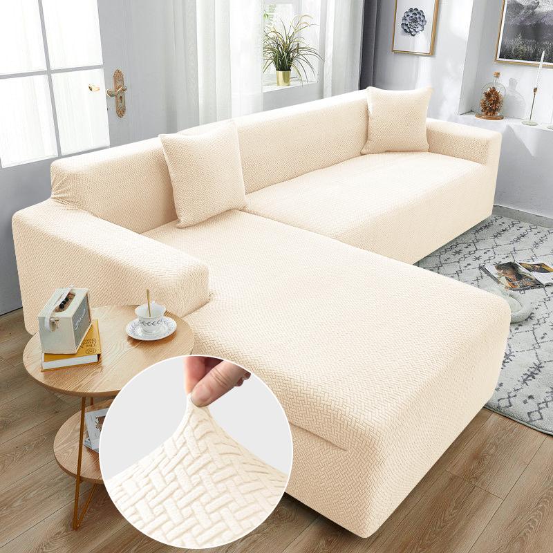 Jacquard Stretch Sofa Slipcover Spandex Elastic Sectional Sofas Covers for Living Room Chaise Longue Couch Cover 1/2/3/4-seater