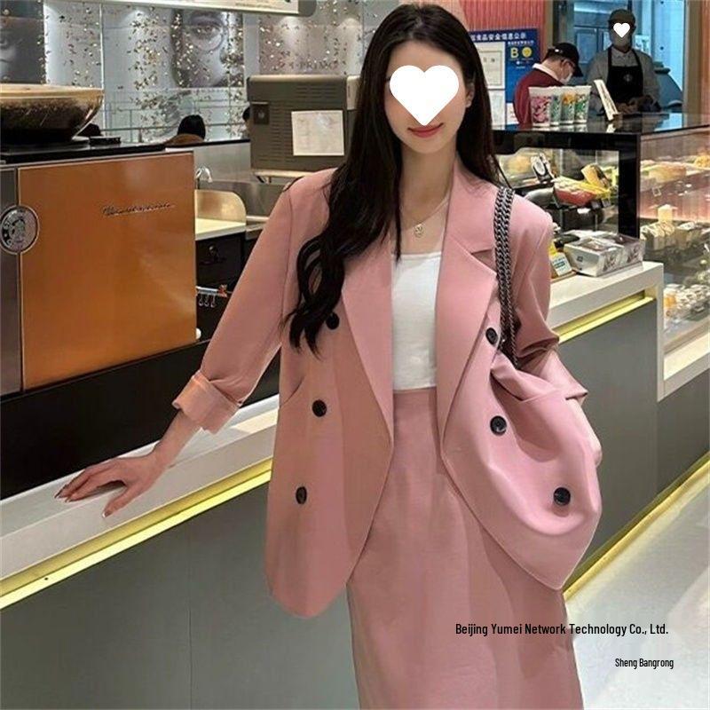 2025 Early Autumn Loose & Slimming Jacket and Midi Skirt Two-Piece Set