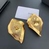 Vintage European & American Geometric Clip-On Earrings - Autumn/Winter Mature Style, Non-Pierced, Retro Irregular Design for Women