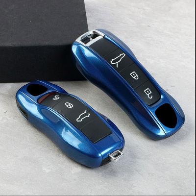 Custodia Cover Guscio in Plastica ABS Lusso Blu Zaffiro per Chiave Auto Porsche Boxster Cayman Panamera Cayenne Macan 718/911 Taycan