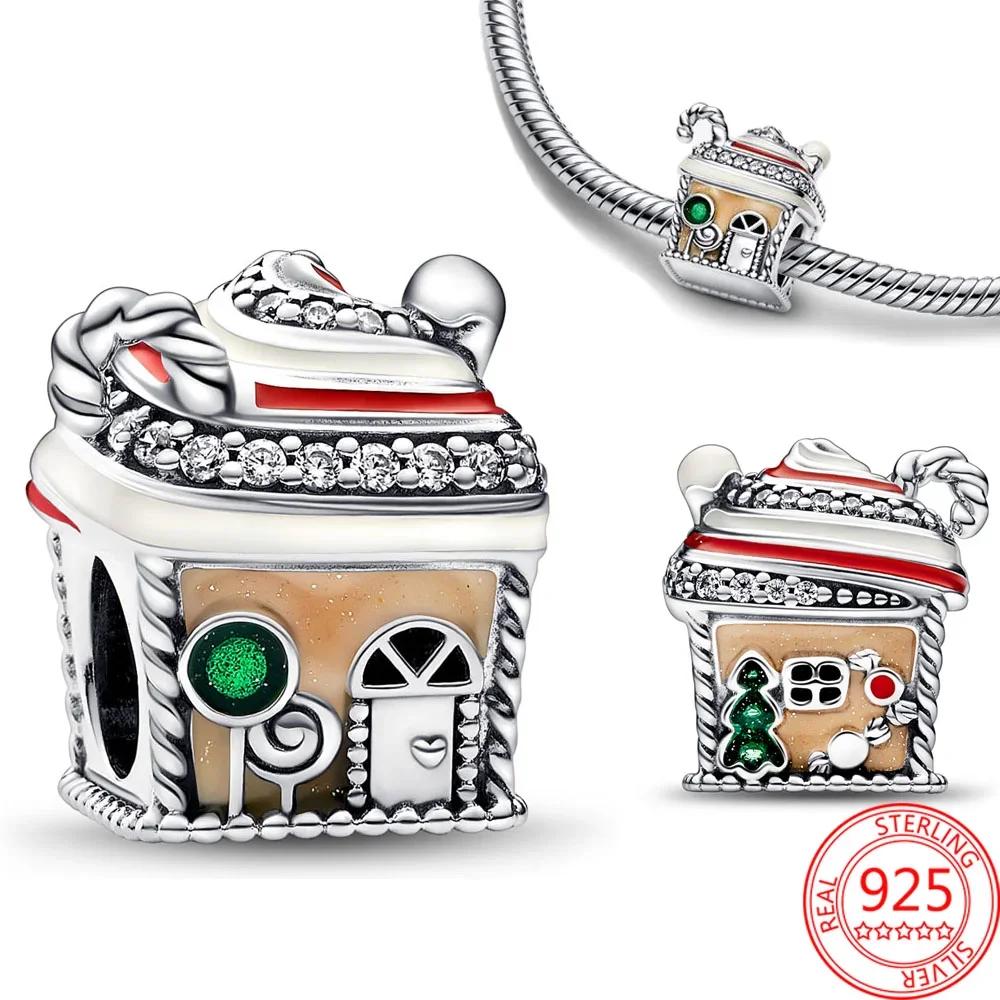 Christmas 925 Silver Charms Santa Claus Reindeer Earrings Beads fit Necklace Bracelets DIY Fine Jewelry Party Gift