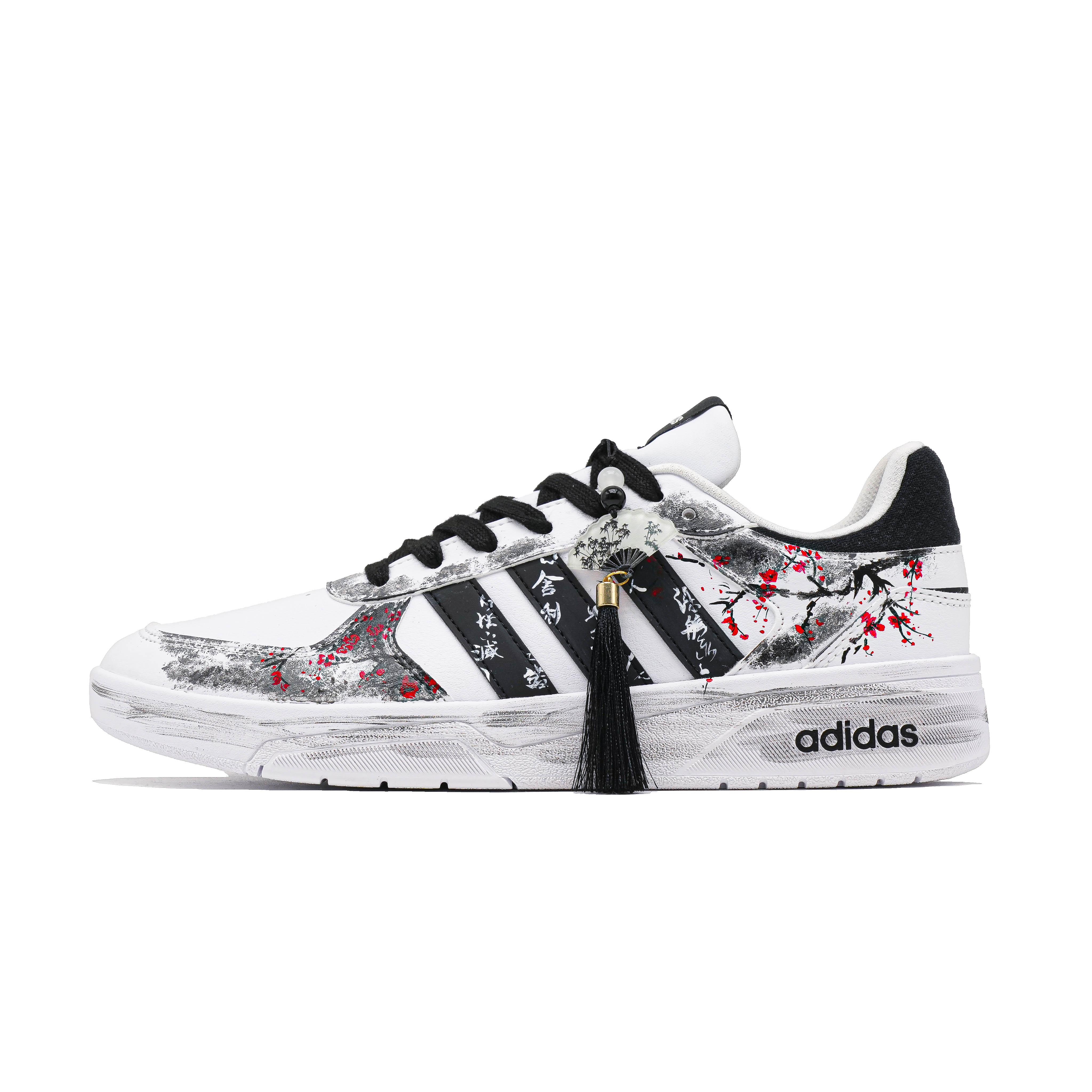 Adidas Neo Courtbeat Ink Wash Plum Fragrance Low top Skateboard Shoes Unisex White Black Red JS3010(Team965-) 40
