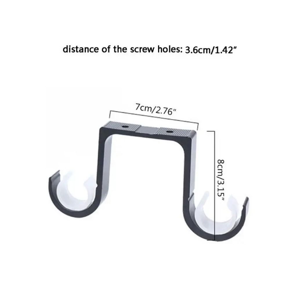 2pcs/set Aluminum Double Curtain Rod Brackets Durable Thicken Window Hardware Hook Hanger Supporter Black Ceiling Mount Supports