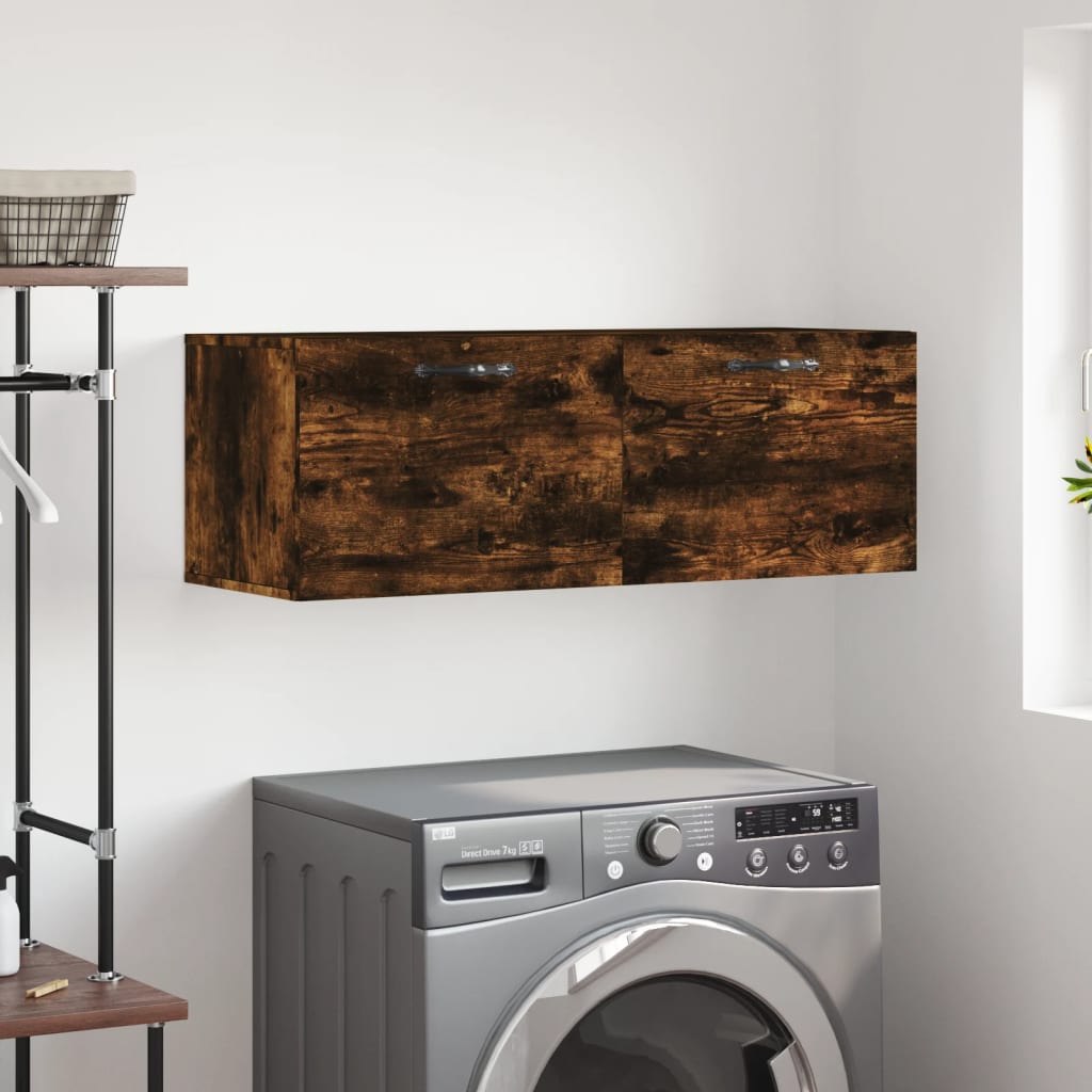 Wall Mounted Cabinet in Smoked Oak Finish 100 x 36.5 x 35 cm Particleboard