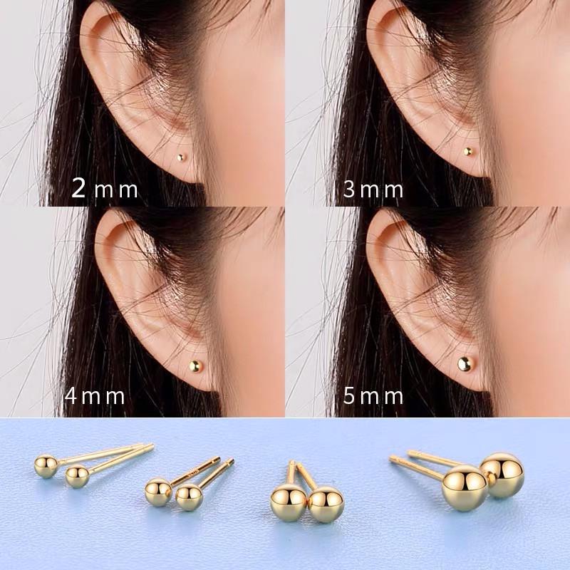 Beixi S925 Sterling Silver Light Bead Stud Earrings - Simple, Fashionable, Unisex Round Accessories 925 Sterling Silver