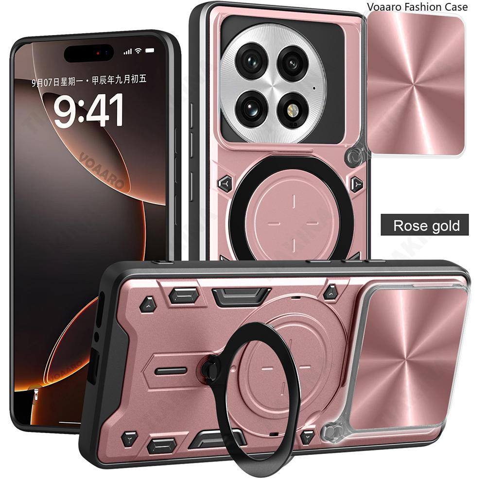 Schiebeobjektiv Push-Fenster Armor Funda für Oneplus 13 5G Hülle für Oneplus 13 5G Hülle Magnetischer Drehring Ständer Halter Abdeckung