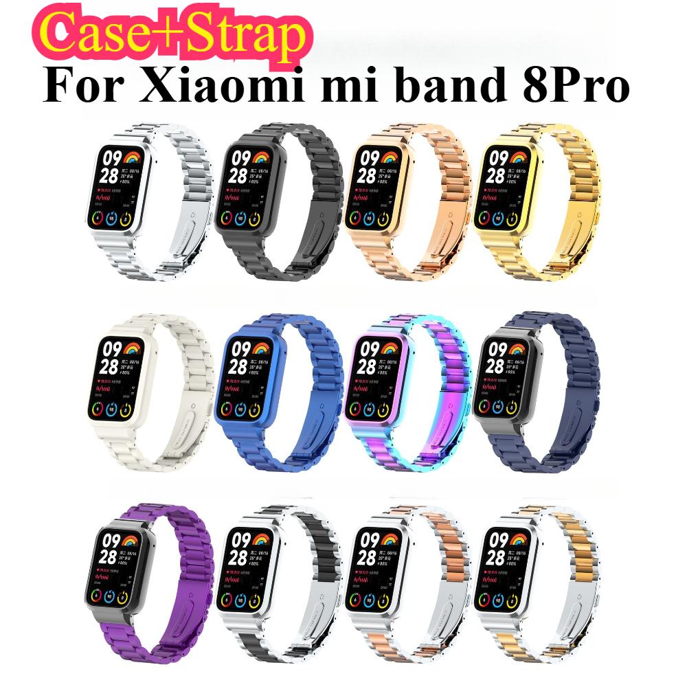 Für Xiaomi Mi Band 8 Pro Edelstahl-Uhrenarmband Metallarmband Gehäuse Schutzhülle für mi band 8 pro Armband Schutzabdeckung Rahmen