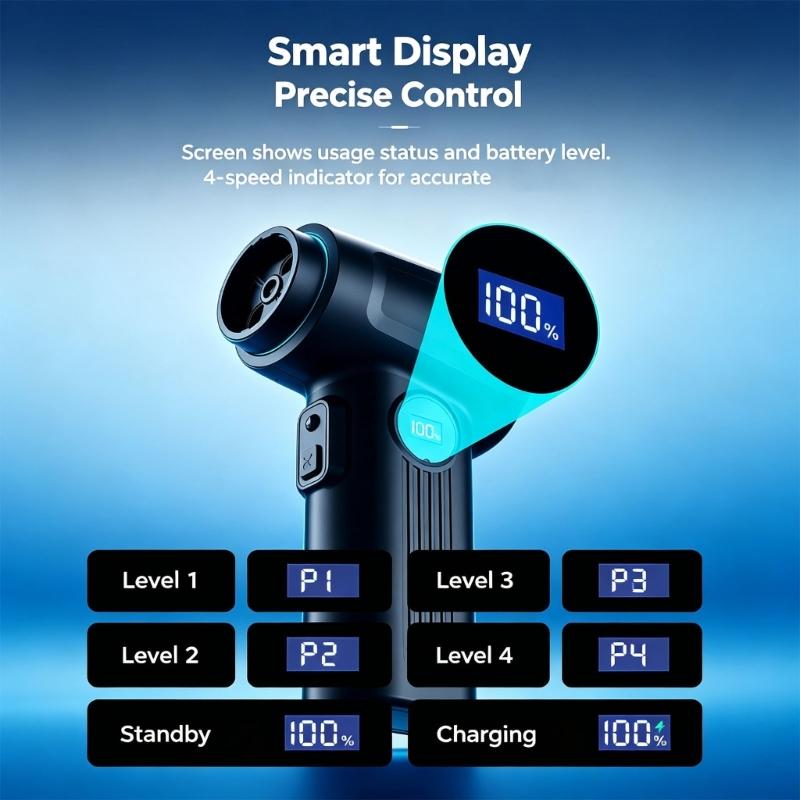 Rechargeable Handheld Blower Vacuum with Blow and Suction Modes, Mobile Dust Cleanup for Computer Cases, Vehicle Crevices, and Workshop Surfaces
