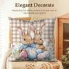 1Pc Easter Cute Bunny Cushion Cover Cool Natural Linen Cushion Cover Double-Sided Print Breathable Sofa Home Decor