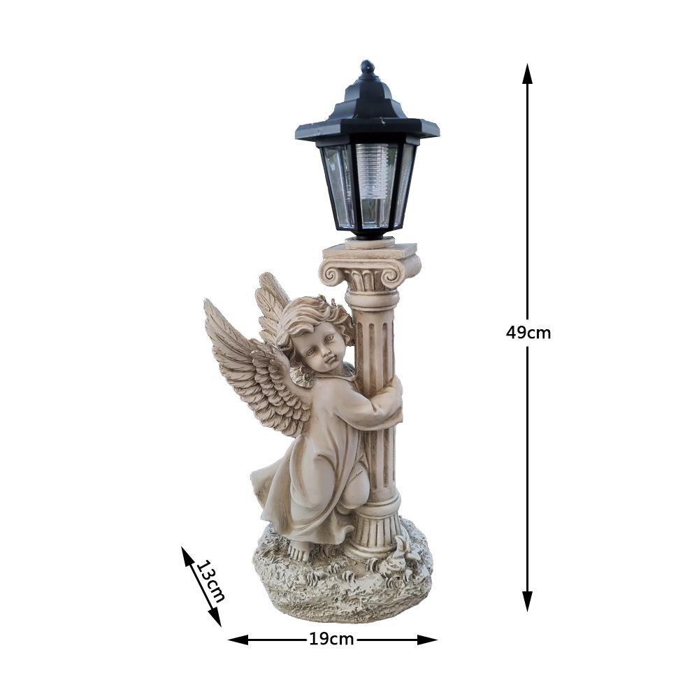 Ornamento da Giardino Solare Angelo Retrò Scultura in Resina