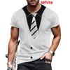 Summer Fake Suit Bow Print Men's T-shirt Tailcoat Tie Fashion Short Sleeve Round Neck Plus Size Comfortable Top