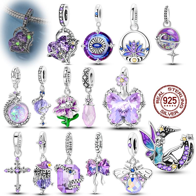 100% 925 Silver Charms Beads Butterfly Bow Cross Snake Dangle Fit Original Necklace Bracelet DIY Gift Women