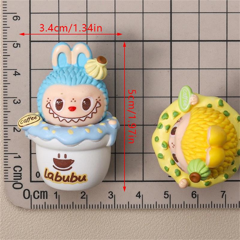 Random One Cartoon Cute Cake Coffee Cup Labubu Dolls Car Resin Ornaments Desktop Home Decoration Dollhouse Toy Accessories Gifts