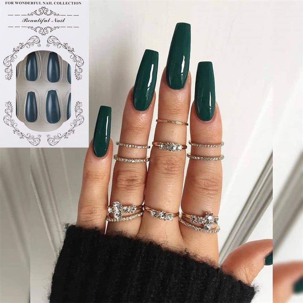 24Pcs/Set Matte Full Cover Manicure Nail Tips False Nails Ballerina Nail Coffin Fake Nail