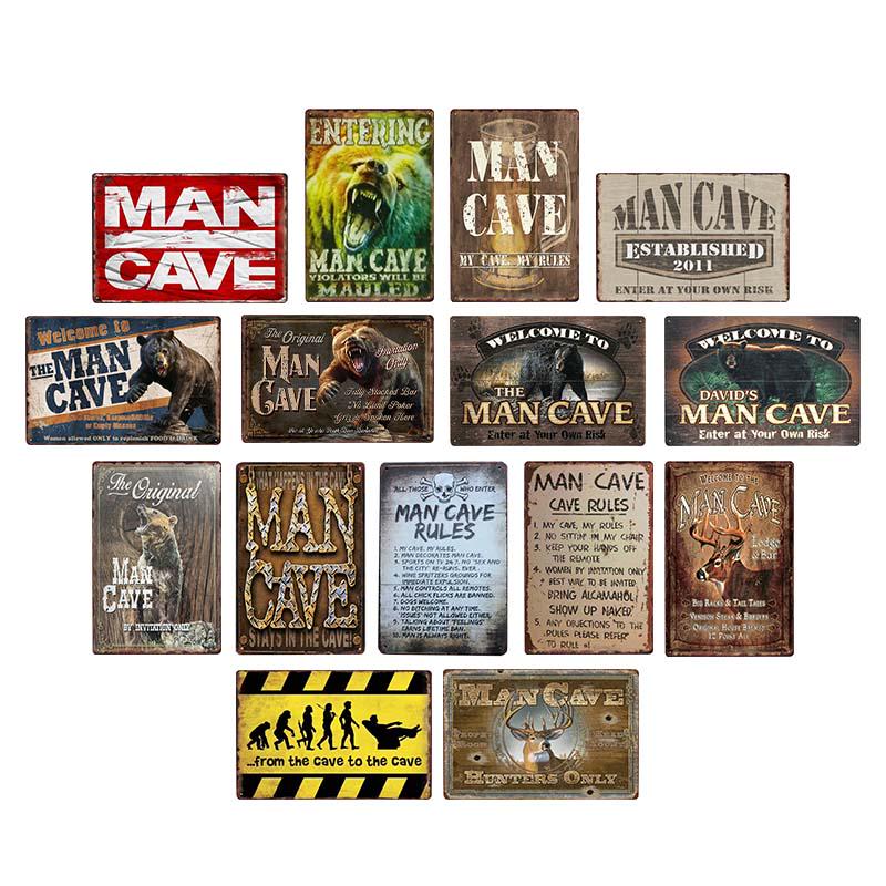 Man Cave Rule Metal Tin Sign Vintage Poster Home Bar Hotel Wall Painting Plaque Party Bar Public Decor 20*30 CM