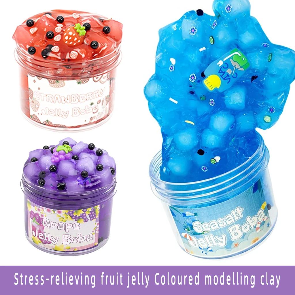 Ein stressabbauendes Fruchtgelee farbiges Knetmasse Schleim Set super weich nicht klebrig lustig DIY Kristallschlamm Stressabbau Spielzeug
