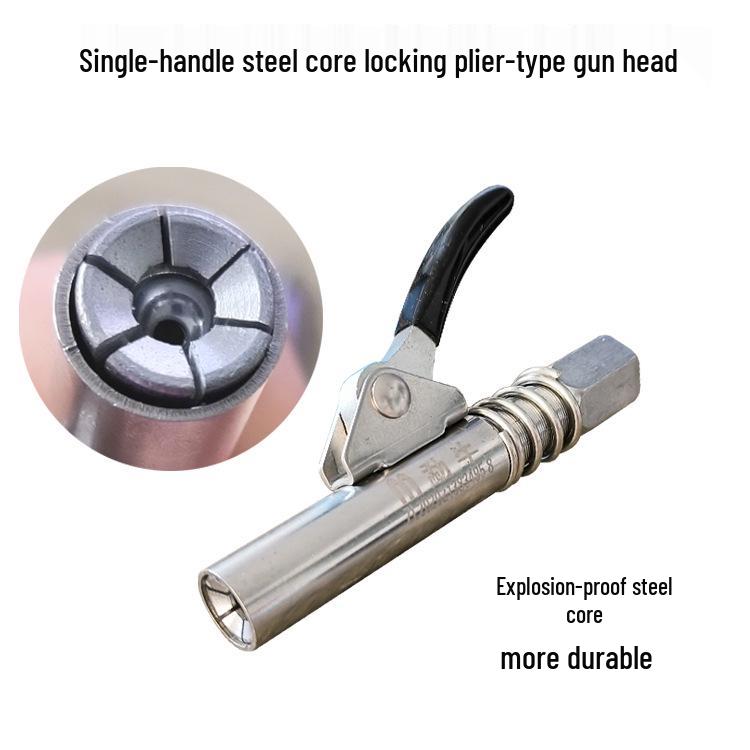 Self-Locking Grease Gun Nozzle with Double-Handle for High-Pressure Greasing